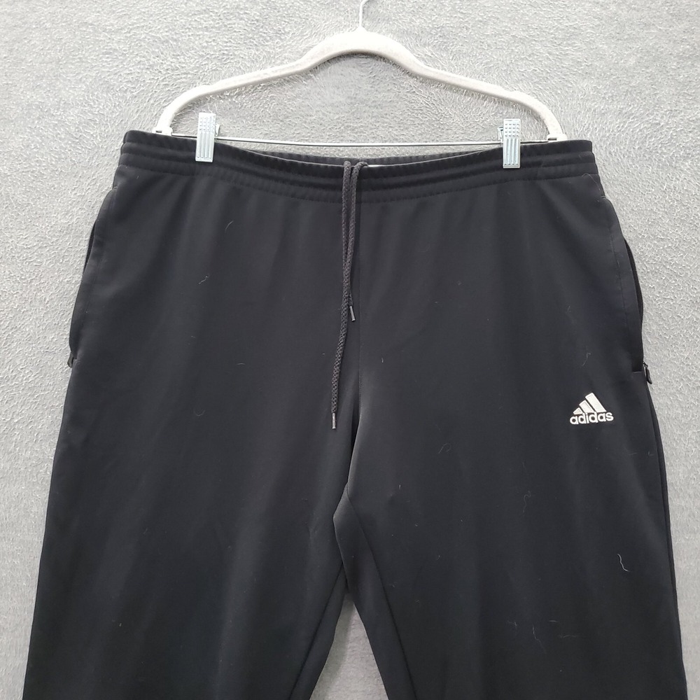 Adidas Men Activewear Pants XL Black Sweatpants Logo Climalite Drawstring - Picture 12 of 12